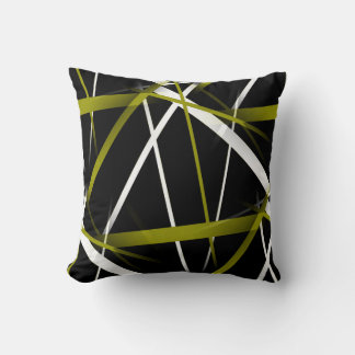 Urban Geometry Black Olive-Green Throw Pillow