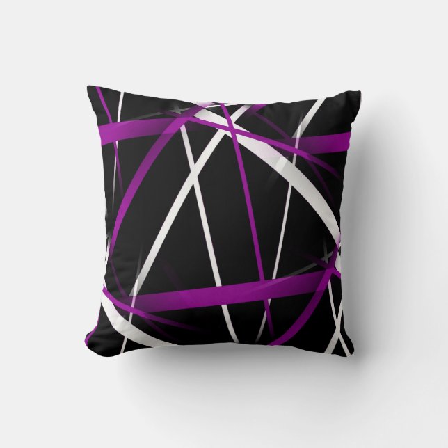 Urban Geometry Black White Purple Throw Pillow (Front)