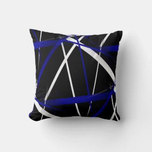 Urban Geometry Black White Royal-Blue Throw Pillow