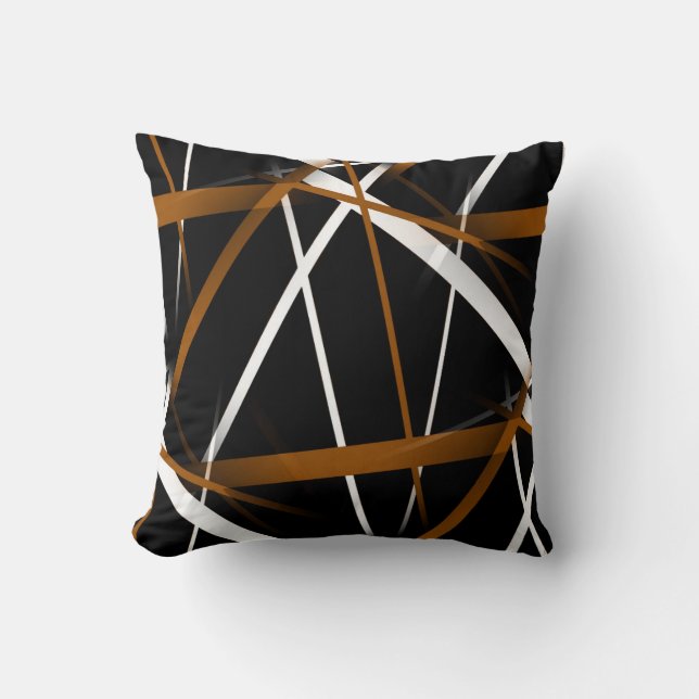 Urban Geometry Black White Sienna-Brown Throw Pillow (Front)