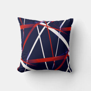 Urban Geometry Blue White Red Throw Pillow