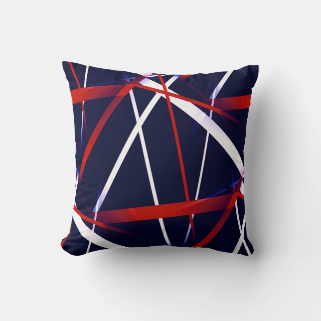 Urban Geometry Blue White Red Throw Pillow (Front)