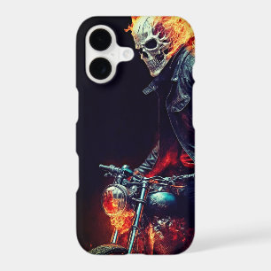 Urban Ghost Rider with Flaming Motorcycle Art
