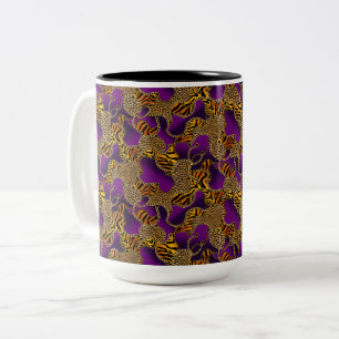 Urban Glam Animal Print With Chains On Purple Two-Tone Coffee Mug