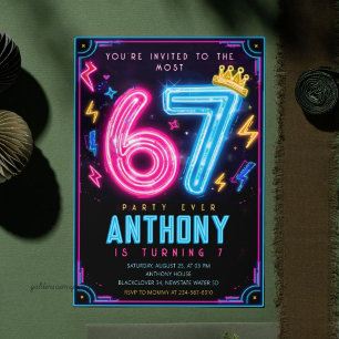 Urban Glow Street Art 7th Birthday   6 to 7 Invitation