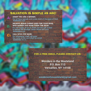 Urban Gospel ABC's Christian Street Ministry  Business Card