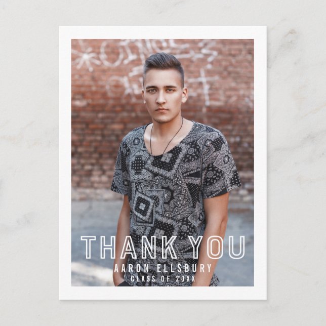 Urban Grad Photo Graduation Thank You Postcard (Front)