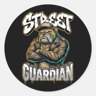 Urban Graffiti Bulldog Street Guardian Wall Art Classic Round Sticker