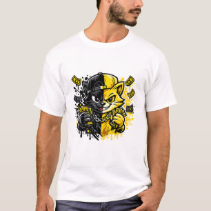 Urban Graffiti Cat Design T-Shirt