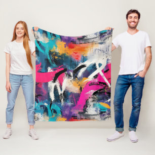 Urban Graffiti Collage with Bold Colors  Paint (2) Fleece Blanket