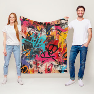 Urban Graffiti Collage with Bold Colors  Paint (5) Fleece Blanket