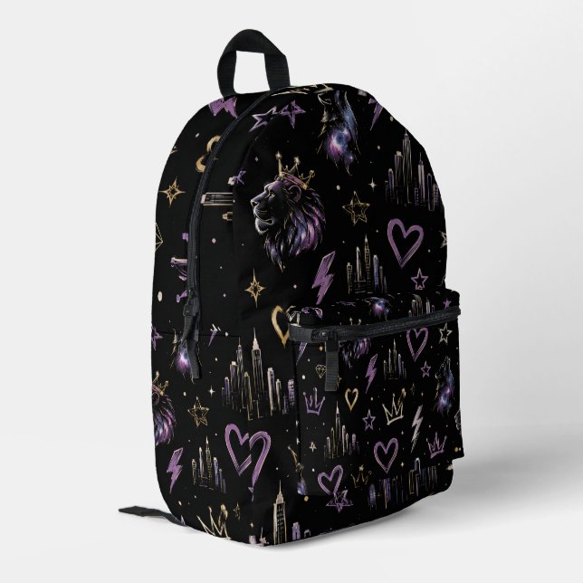 Urban Graffiti Cosmic Doodle  Printed Backpack (Back Corner Left)