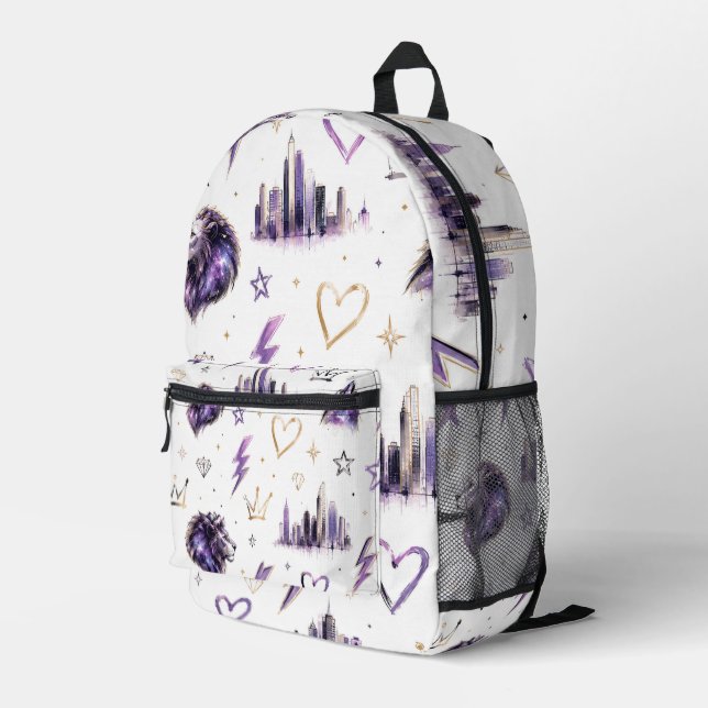 Urban Graffiti Cosmic Doodle Printed Backpack (Back Corner Right)