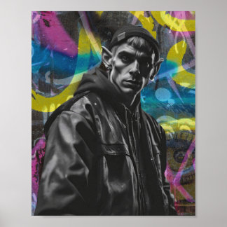 Urban Graffiti Elf Poster