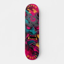 Urban Graffiti Oni Mask – Customizable Skate Deck