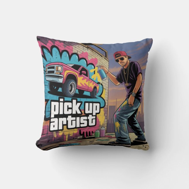 Urban Graffiti & Pickup Artist Throw Pillow (Front)