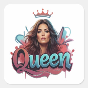 Urban Graffiti Queen Square Sticker