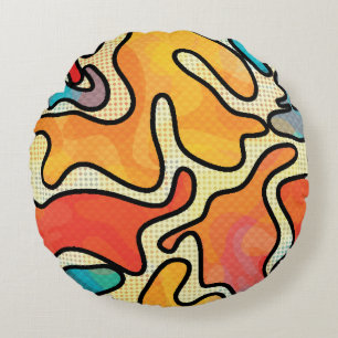 Urban Graffiti: Seamless Art Texture. Round Pillow