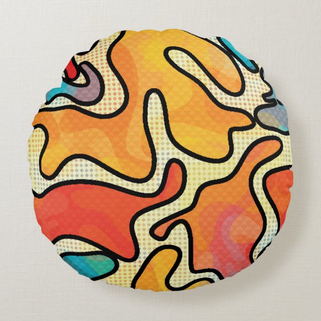 Urban Graffiti: Seamless Art Texture. Round Pillow (Front)