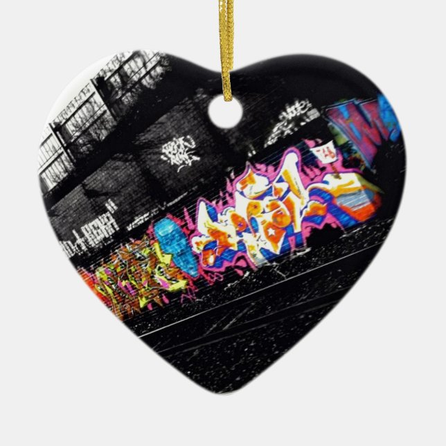 urban graffiti street art black & white with ceramic ornament (Front)