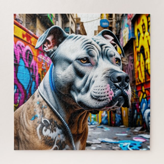 Urban Graffiti Street Art City Pitbull Jigsaw Puzzle (Vertical)