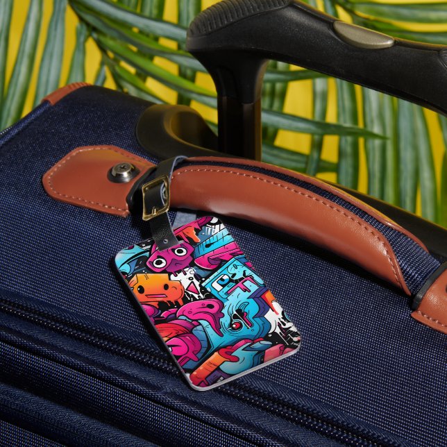 Urban Graffiti Street Art Splash Luggage Tag (Front Insitu 1)