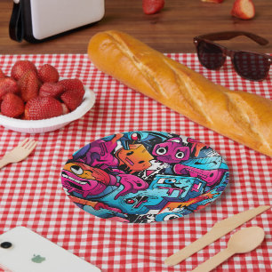 Urban Graffiti Street Art Splash Paper Plate