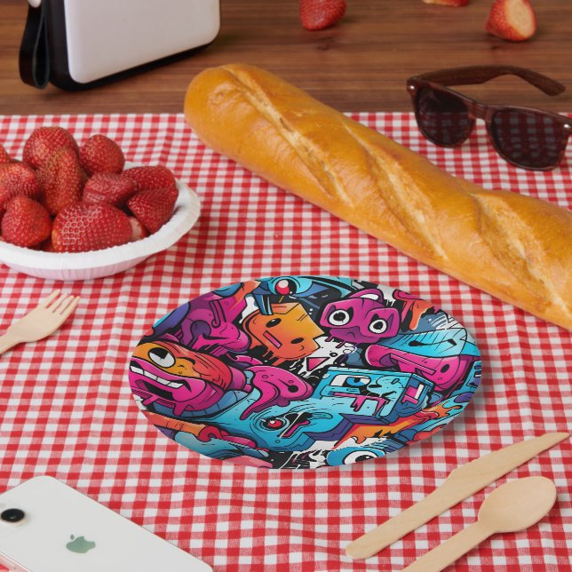 Urban Graffiti Street Art Splash Paper Plate (Picnic)