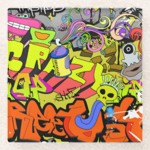 Urban Graffiti: Vintage Art Wall Glass Coaster