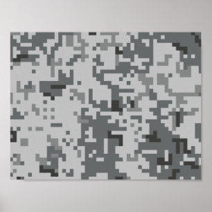 Urban Gray Pixel Camo pattern Poster