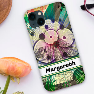Urban green abstract design personalized iPhone 13 case
