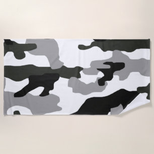 Urban grey camouflage no. 15 print  beach towel