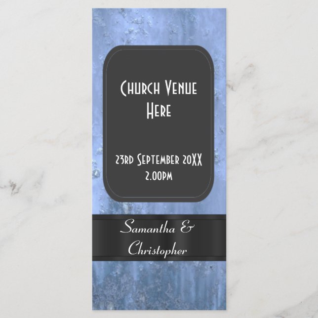 Urban grunge chalkboard style alternative wedding program (Front)