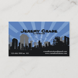 Urban Grunge Cityscape - Blue Business Card