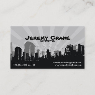 Urban Grunge Cityscape - White Business Card