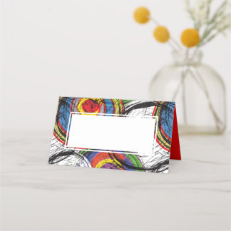 Urban Grunge Graffiti Swirls Dinner Party Place Card