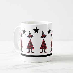 Urban Halloween Witch Star Pattern Red Black Coffee Mug
