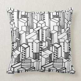 Urban hand drawn pattern throw pillow