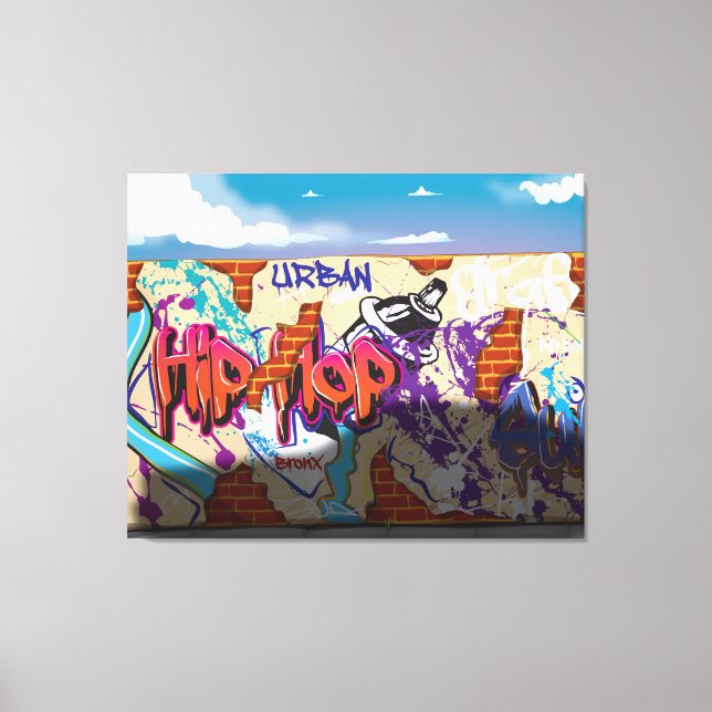 Urban Hip Hop Graffiti Wall. Canvas Print (Front)