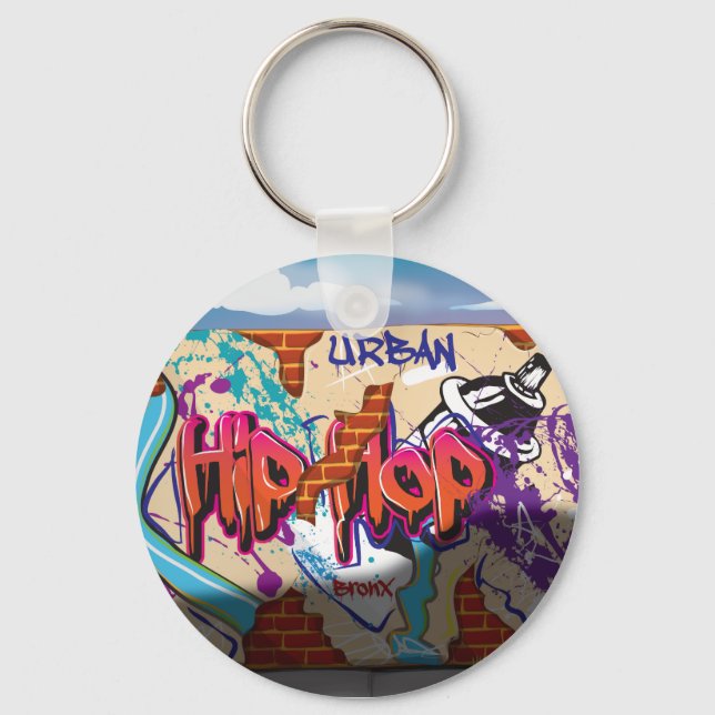 Urban Hip Hop Graffiti Wall. Keychain (Front)