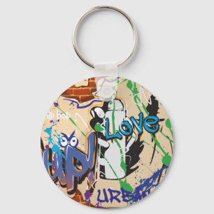 Urban Hip Hop Graffiti Wall. Keychain