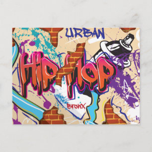 Urban Hip Hop Graffiti Wall. Postcard