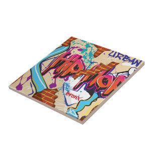Urban Hip Hop Graffiti Wall. Tile