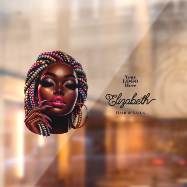 Urban Hip Hop Woman Hair and Nails Salon Window Cling (Sheet 2)
