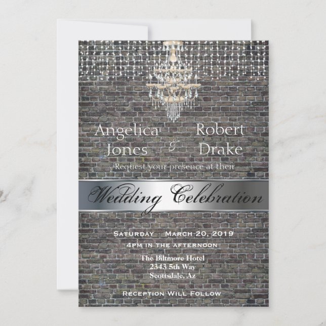 Urban Industrial Warehouse Brick Wedding Invite (Front)