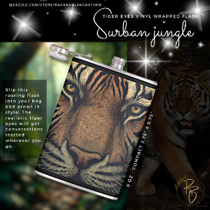 Urban Jungle Tiger Eyes Vinyl Wrapped Flask