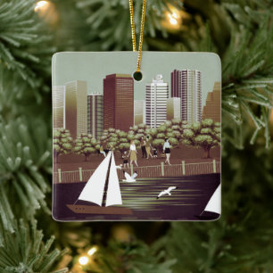 Urban landscape ceramic ornament