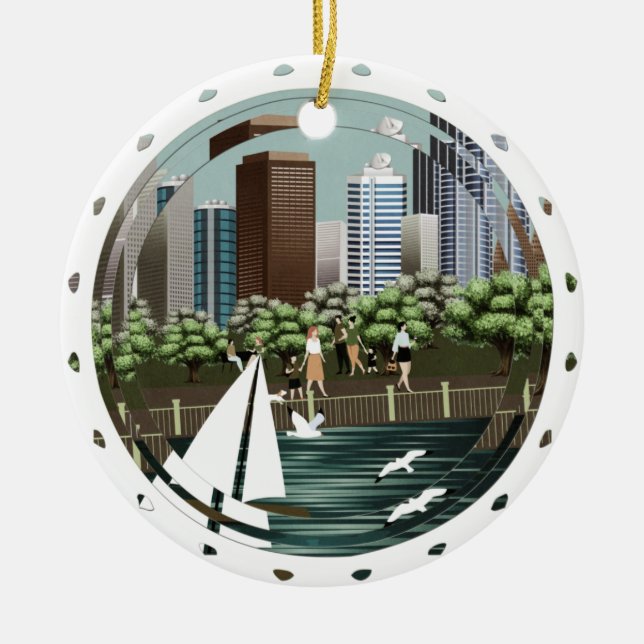 Urban landscape ceramic ornament (Front)