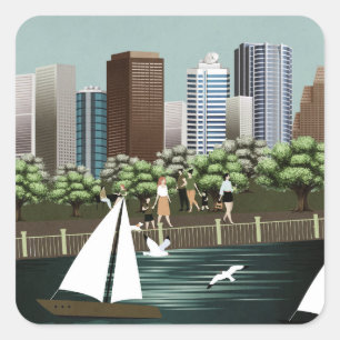 Urban landscape square sticker