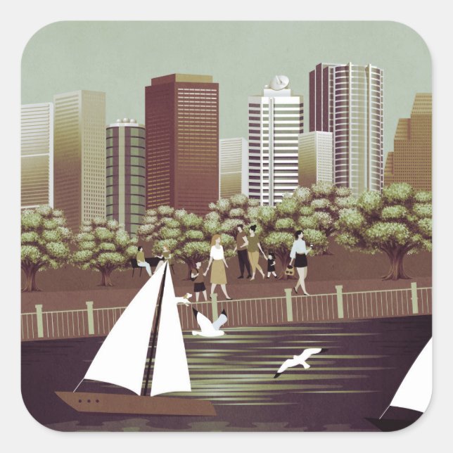 Urban landscape square sticker (Front)